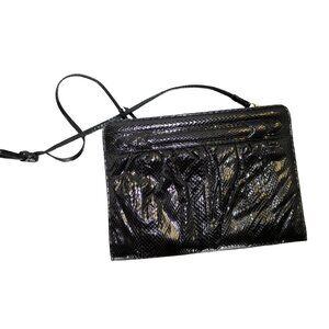 Maryann Rosenfeld Black Snakeskin Bag Crossbody Handbag Vintage Accessories